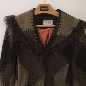 An Ren Long Coat w/ Fo Fur Trim